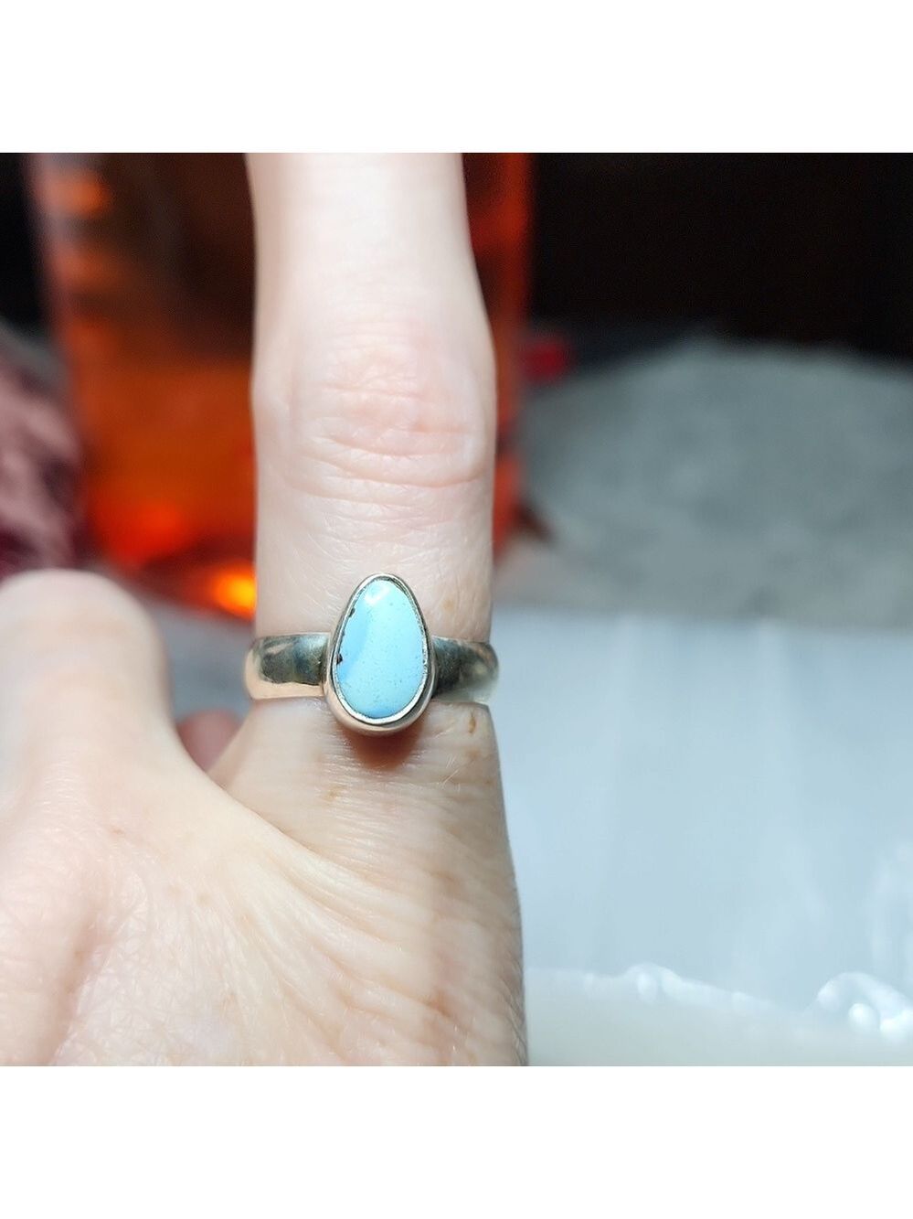 Handmade golden hills turquoise sterling silver ring - Picture 4 of 5